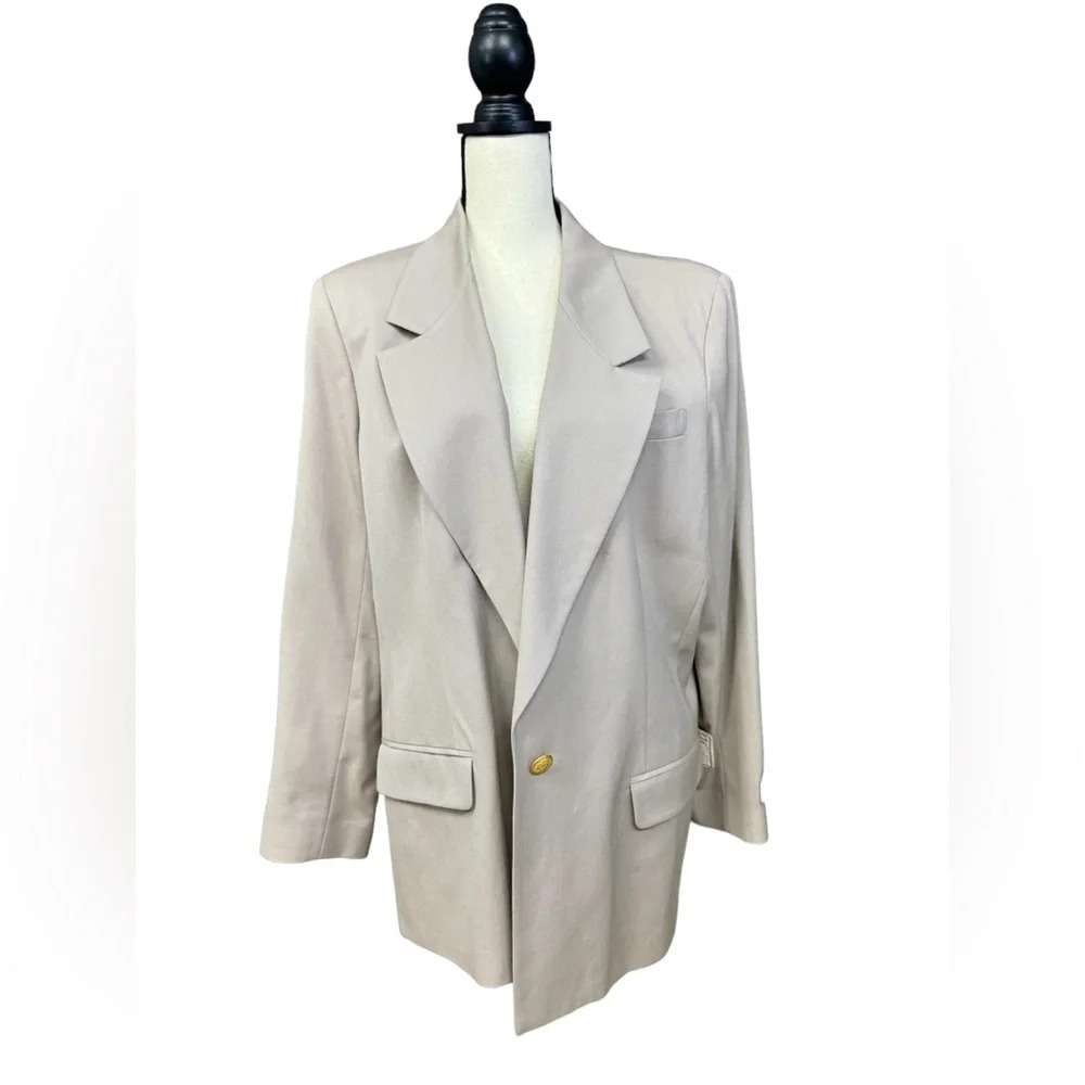 Hawksley & Wight - Beige Wool Jacket with gold buttons women's size 16 NWT